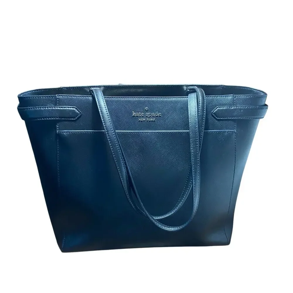 Kate Spade New York Staci Large Laptop Tote Leather Handbag Black